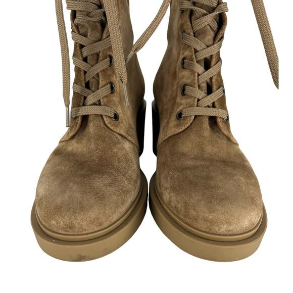 Gianvito Rossi Foster 45mm Suede Lace Up Boots in Beige - Picture 10 of 16